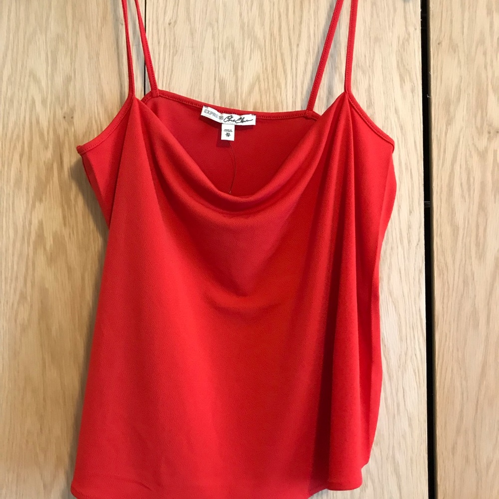 Express One Eleven Drape Front Cami Red